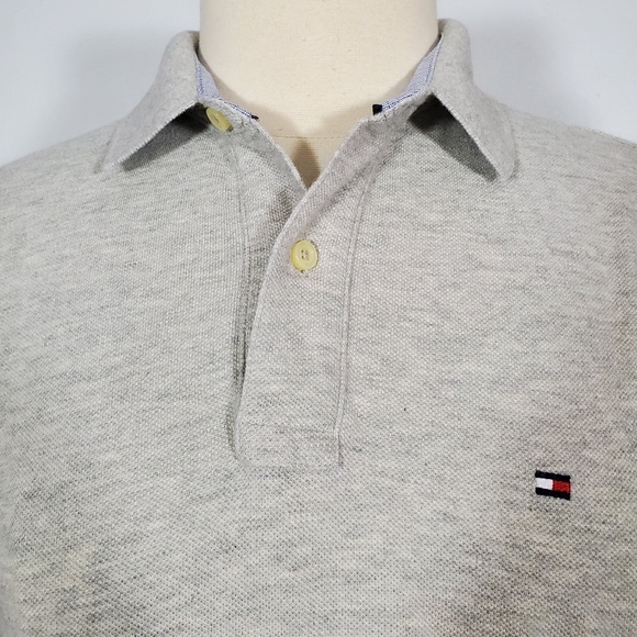Tommy Hilfiger Men's Grey Long Sleeve Polo Shirt - Picture 2 of 7